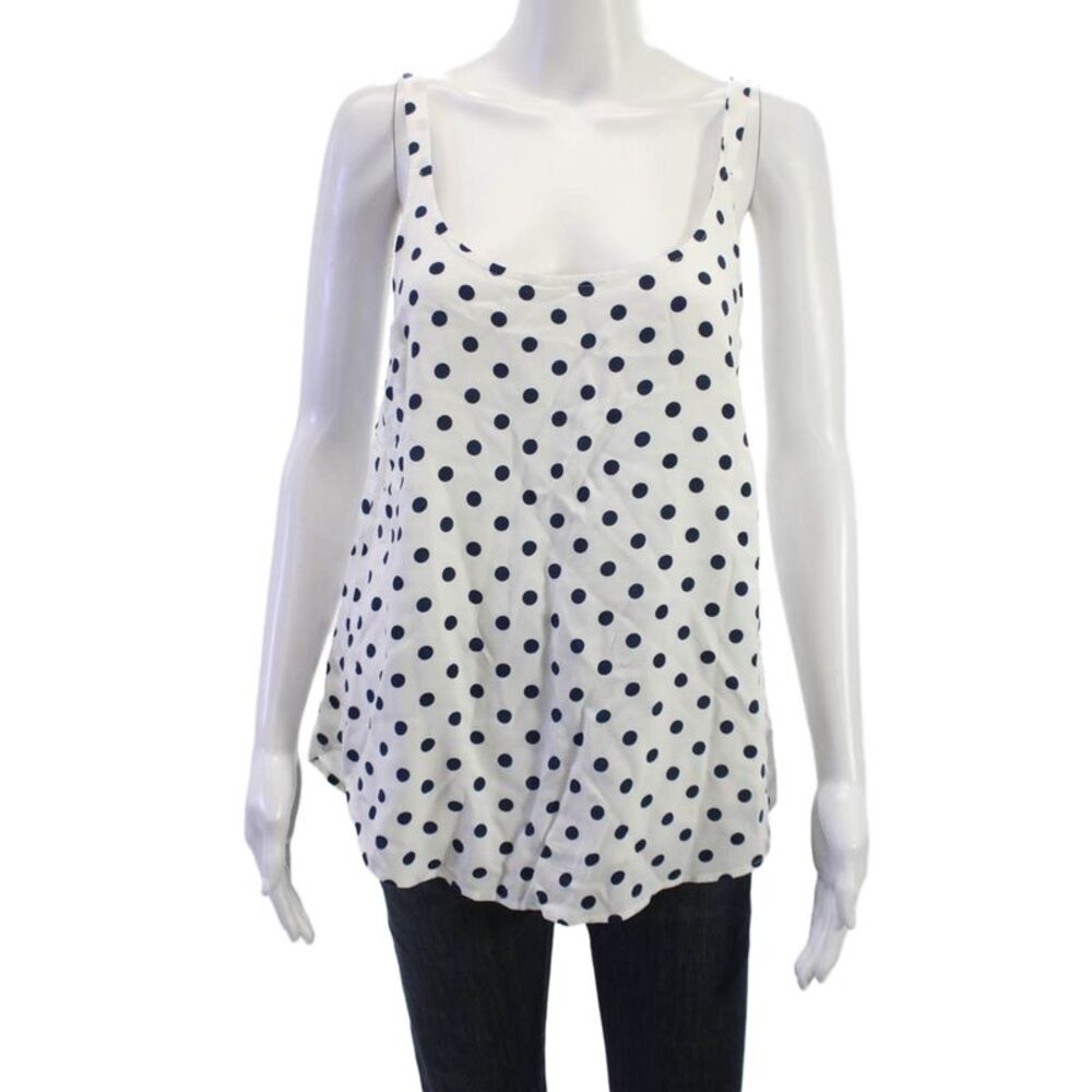 Splendid Womens White Polka Dot Rayon Camisole Round Neck Sleeveless Size S
